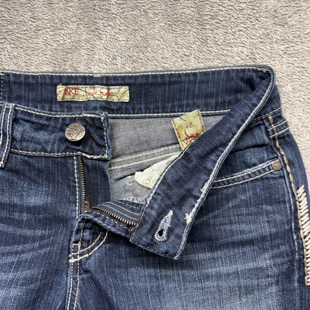 BKE Culture Bootcut Jeans Women 29 Blue Good Stretch Thick Stitch Zip Fly - Picture 6 of 16
